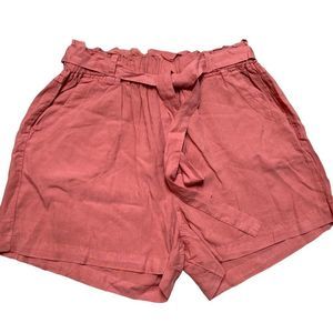 Thread & Supply High-Waist Paperbag Shorts in Dusty Rose